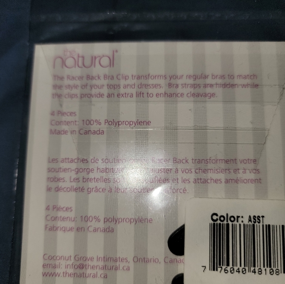 The Natural Racerback Bra Converting Clips - Set Of 4 - Black/Clear NEW - Picture 4 of 4